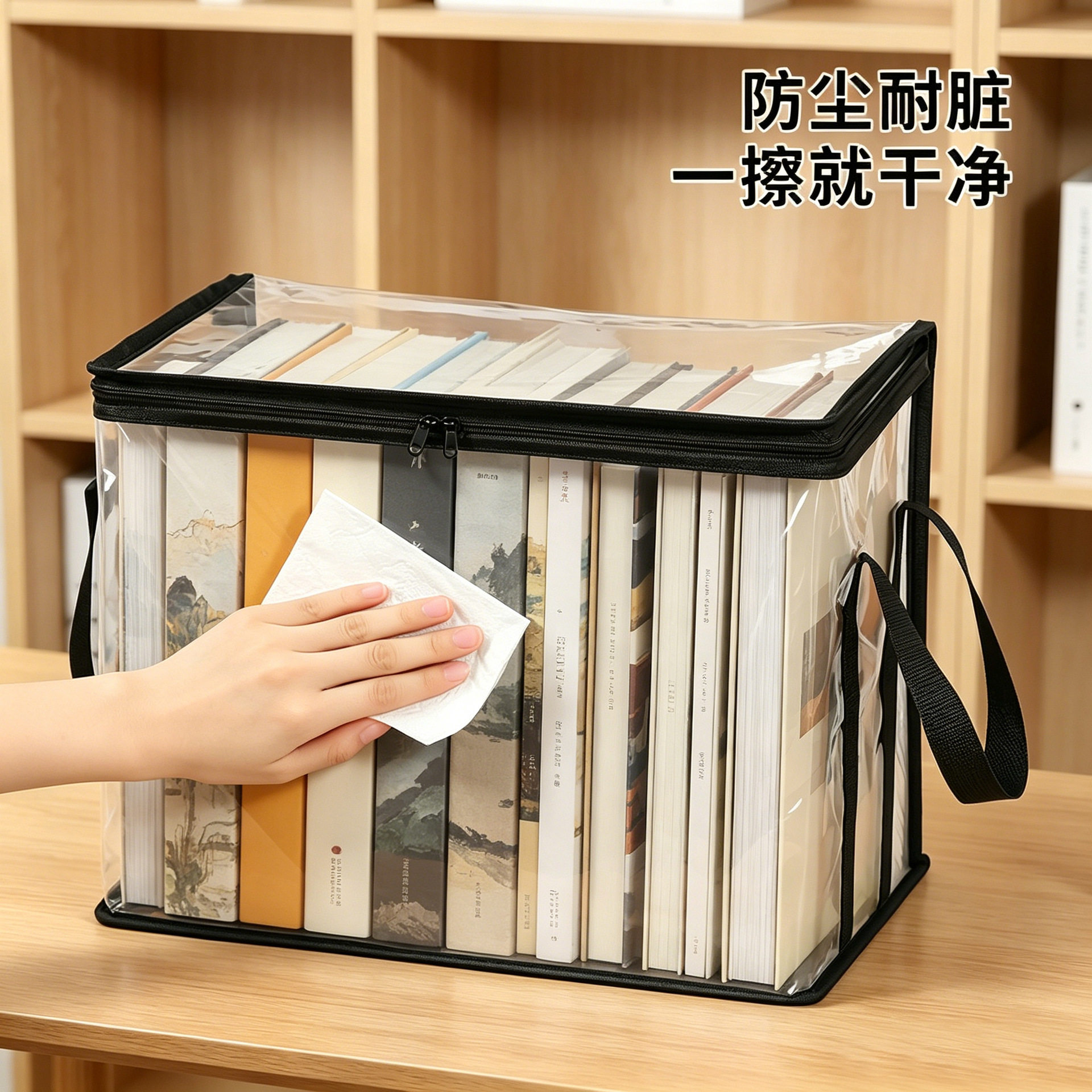 书本收纳箱教室家用旧书籍整理神器学生桌面防尘透明可折叠书箱袋