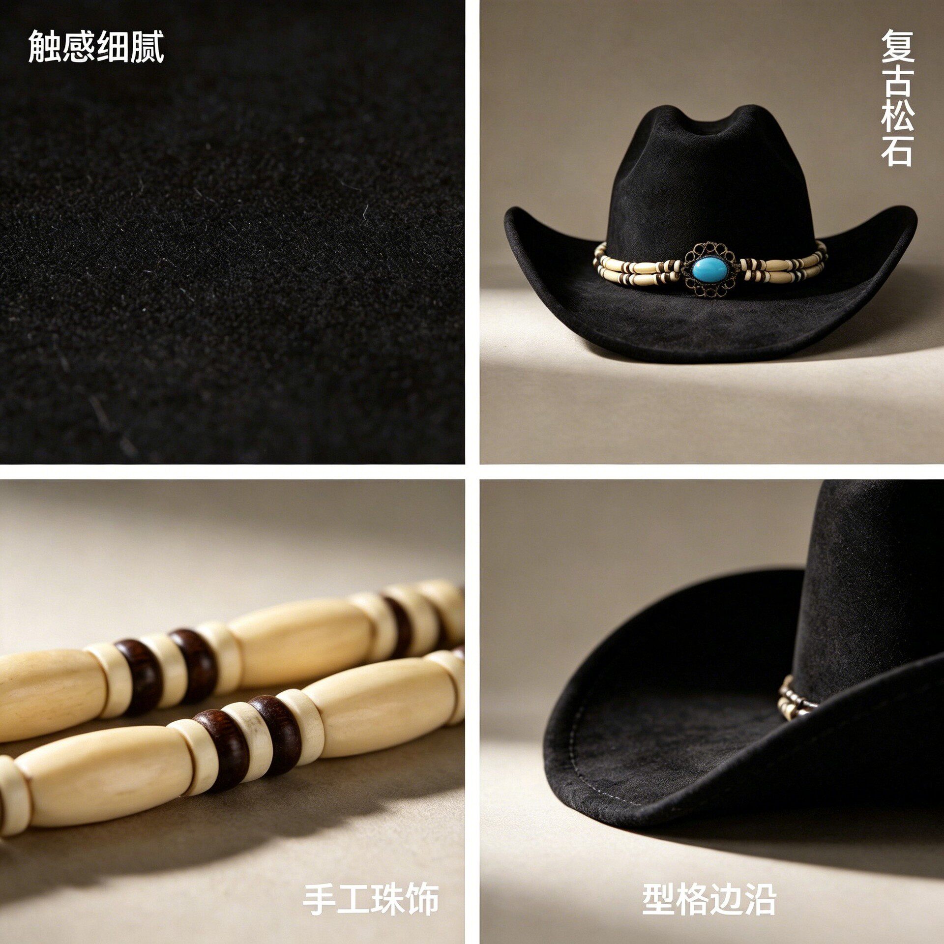 西部复古帽子骑马户外牛仔帽假日出行百搭遮阳防晒帽宴会出席礼帽