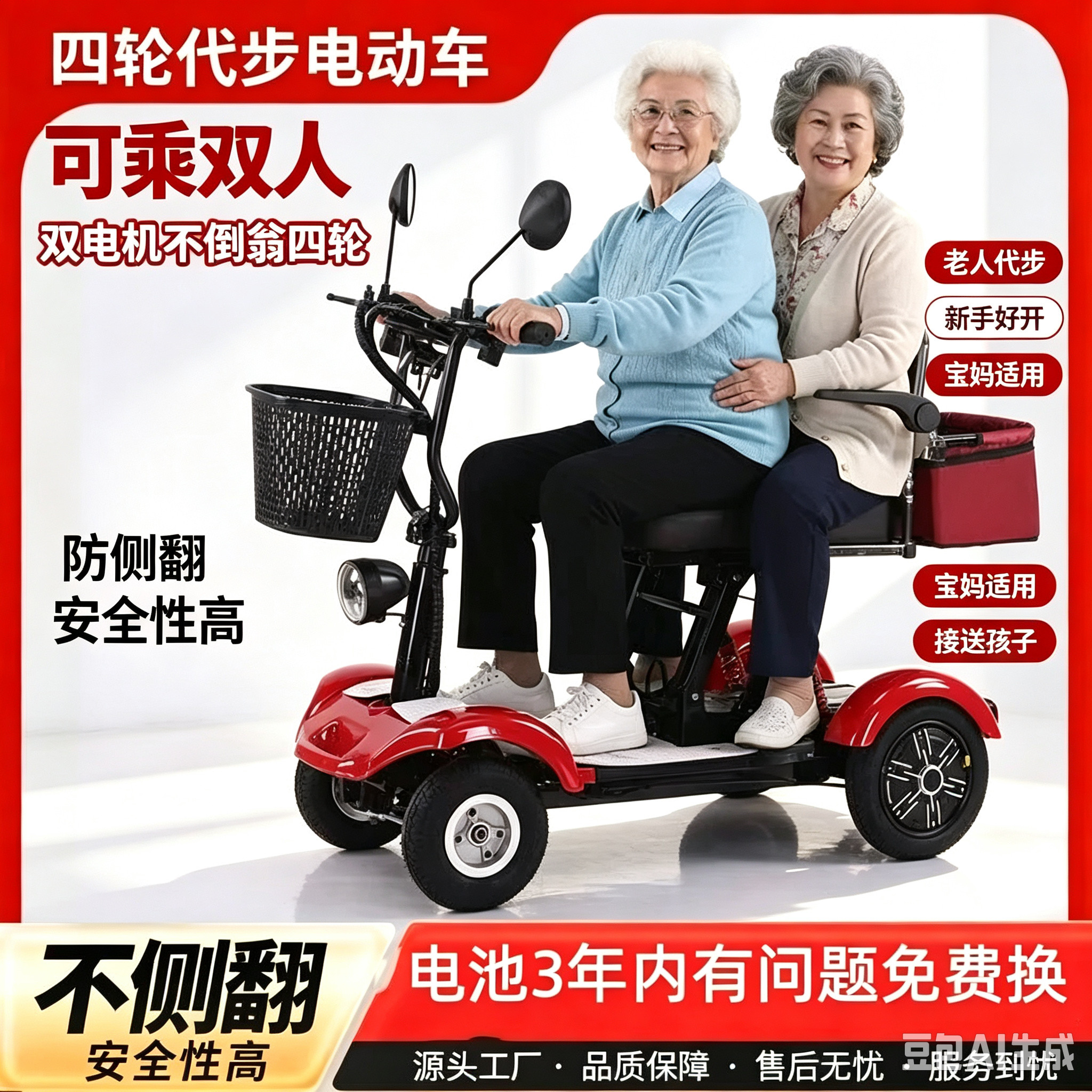 防摔电动四轮车不倒翁