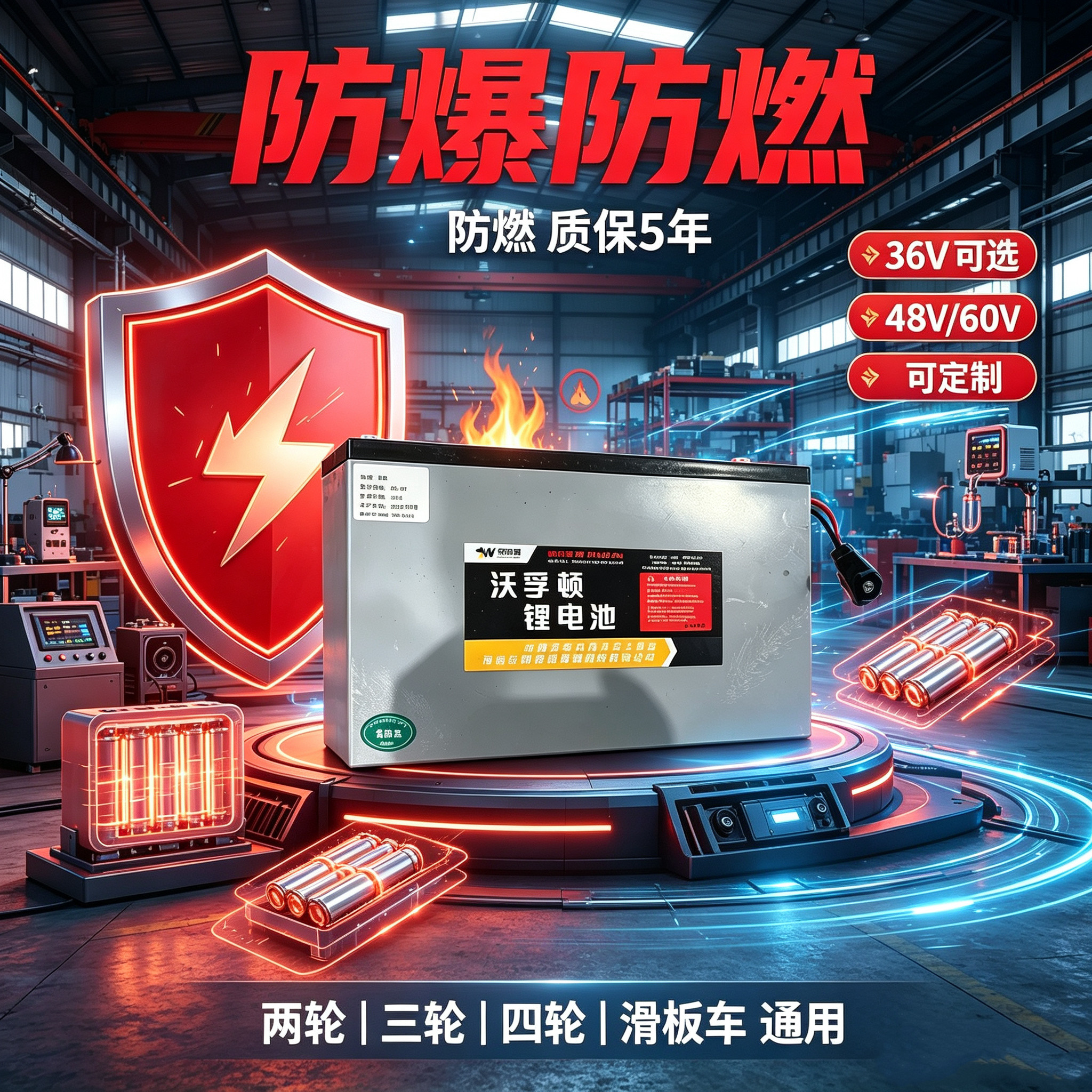 沃孚顿磷酸铁锂48V60V72V锂电池