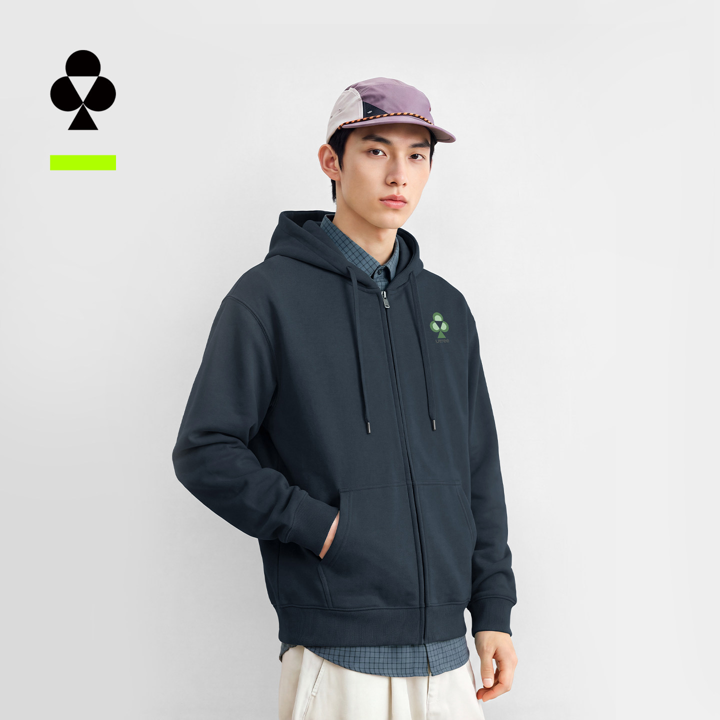 有棵树美式重磅连帽开衫卫衣男士