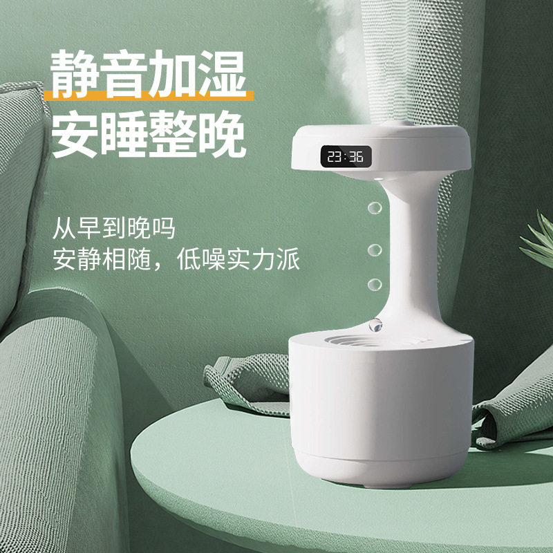 外贸跨境新款家用氛围灯水滴倒流创意反重力水雾补水保湿加湿器