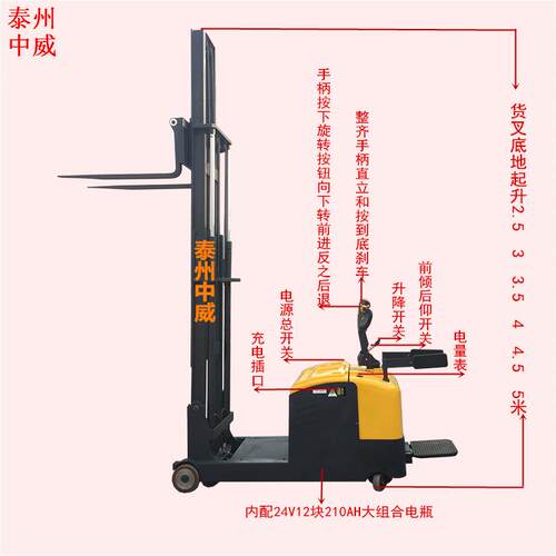 电动叉车智能托盘堆车1.5吨5米全自动升机无腿装卸装卸堆垛车