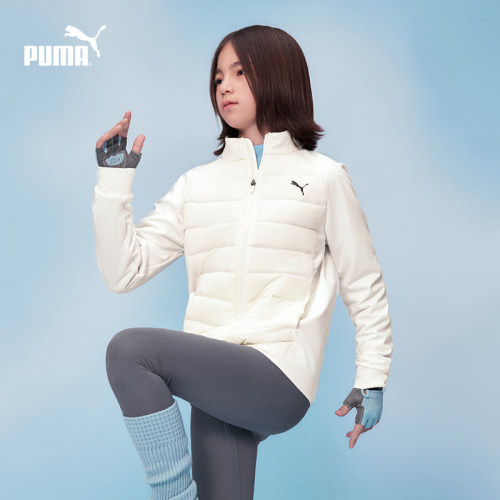 PUMA彪马童装2026新款儿童排骨羽绒服轻薄保暖拼接设计时尚
