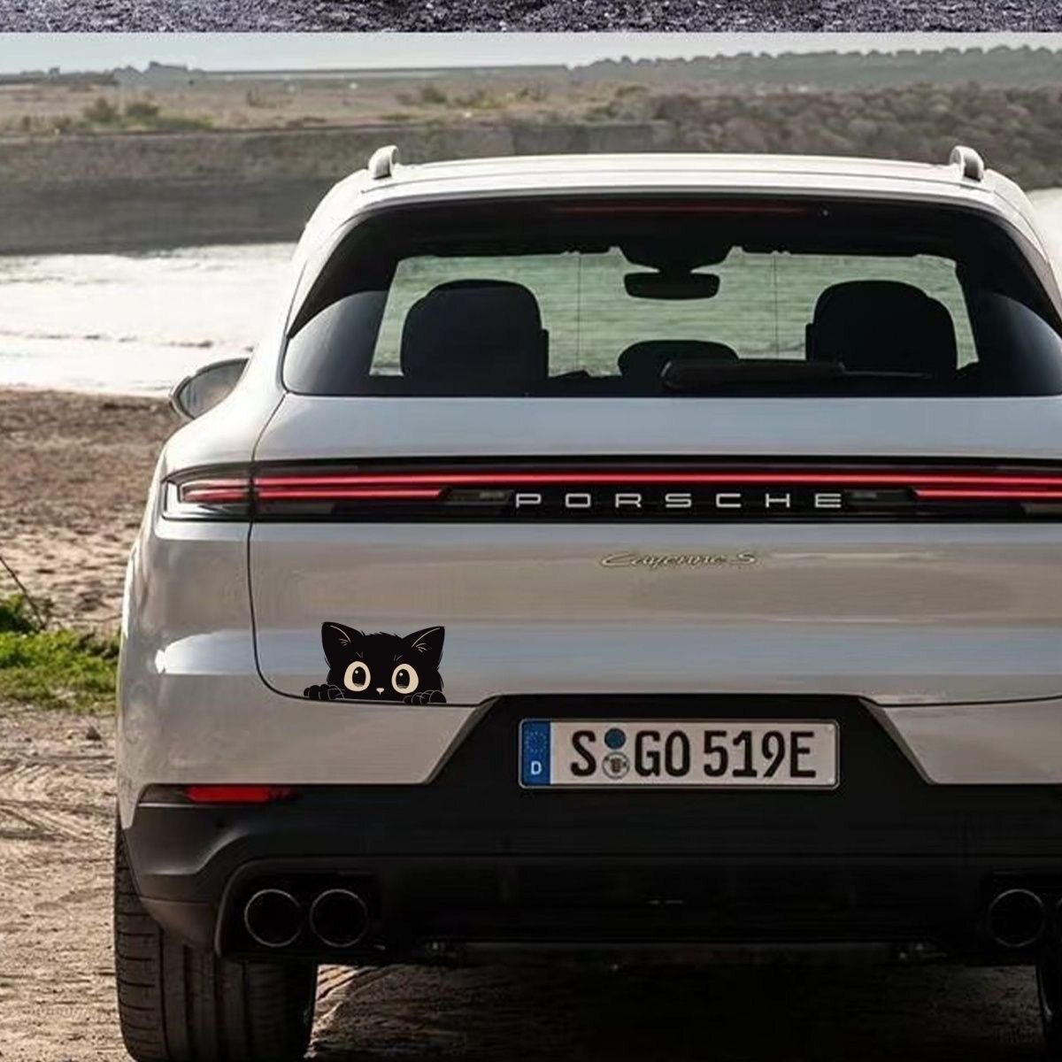 爆款划痕遮挡小车贴偷瞄黑猫贴纸创意车贴防水汽车电动摩托车贴纸