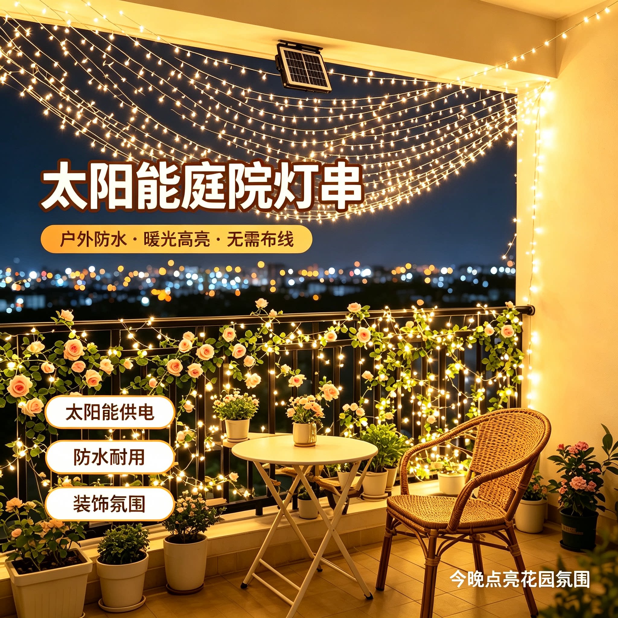 长续航太阳能灯串户外防水耐用