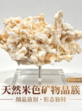精品天然米黄晶簇原石 矿物标本 玄关桌面收藏观赏摆件