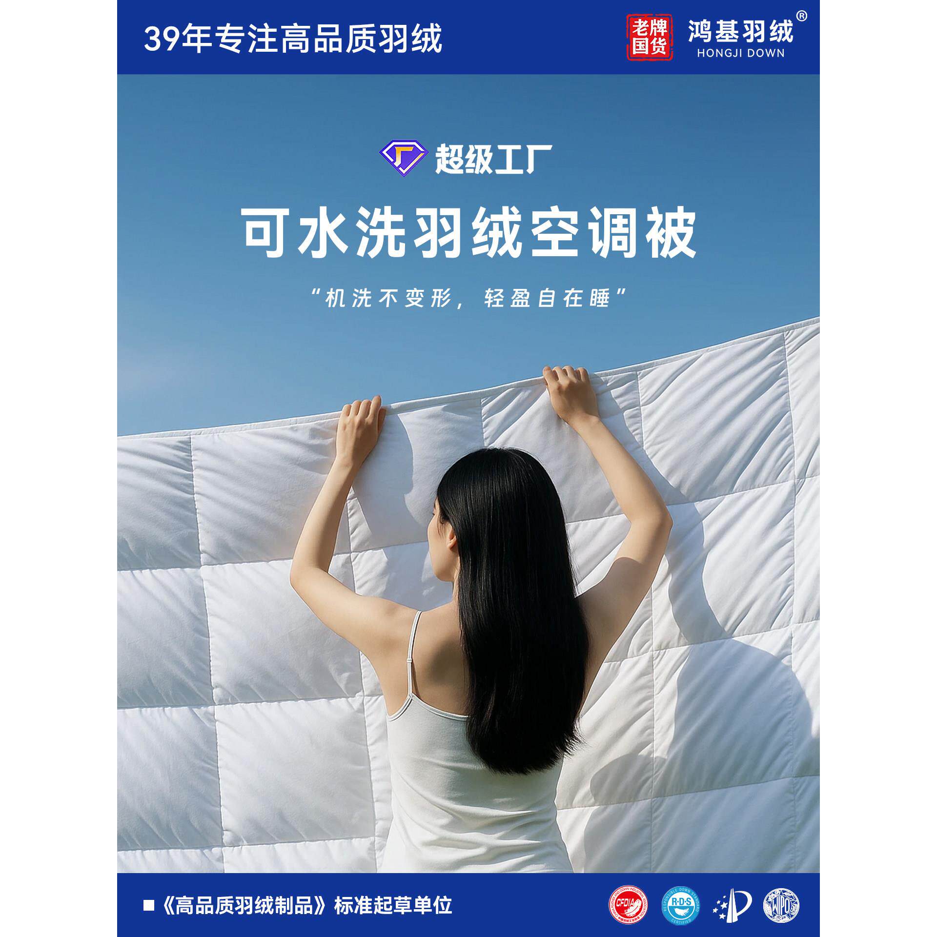 鸿基四季羽绒被95白鹅绒被空调被芯透气夏季可水洗夏凉被子