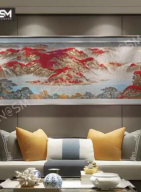 N&SM鸿运当头山水画客厅挂画织锦绣装饰画刺绣沙发背景墙苏绣壁画