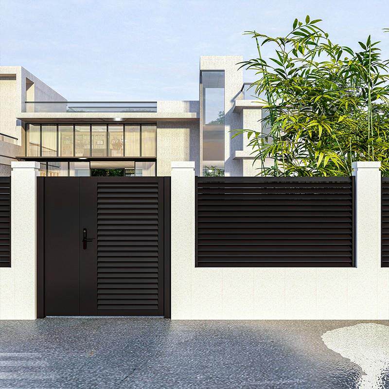 新款铝艺别墅大门现代风护栏农村自建房户外庭院门花园门百叶围栏