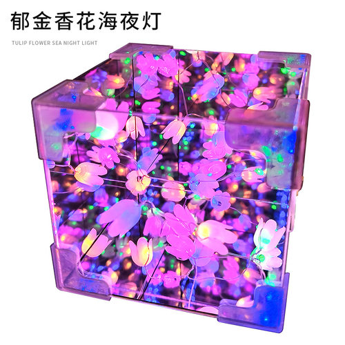 科学小实验花海小夜灯郁金香diy益智儿童玩具魔方镜子科技小制作