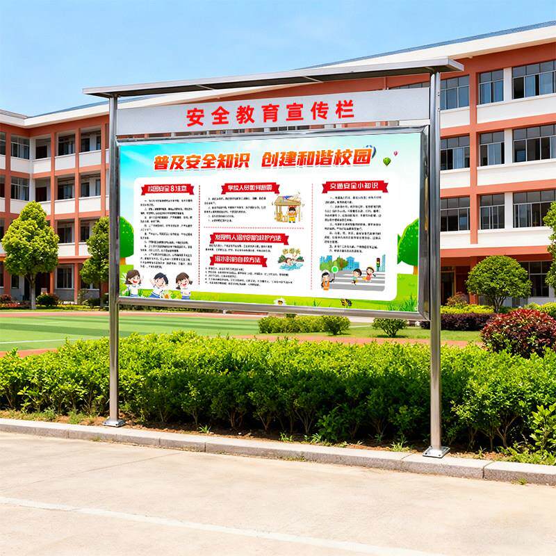 定制不锈钢宣传栏公告栏户外教育海报展示架企业公示栏学校展示板