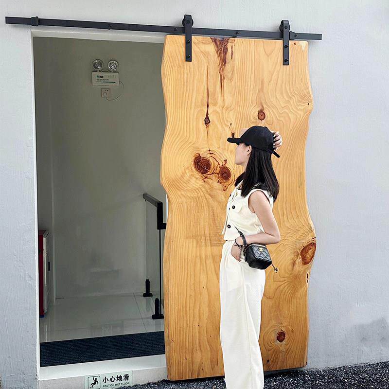 实木谷仓门原木推拉门定制厨房门卧室吊轨门卫生间室内门移门