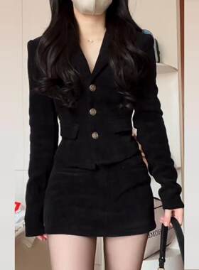 小个子香风2026气质穿搭套装短裙黑色西装连衣裙子女装初夏季新款