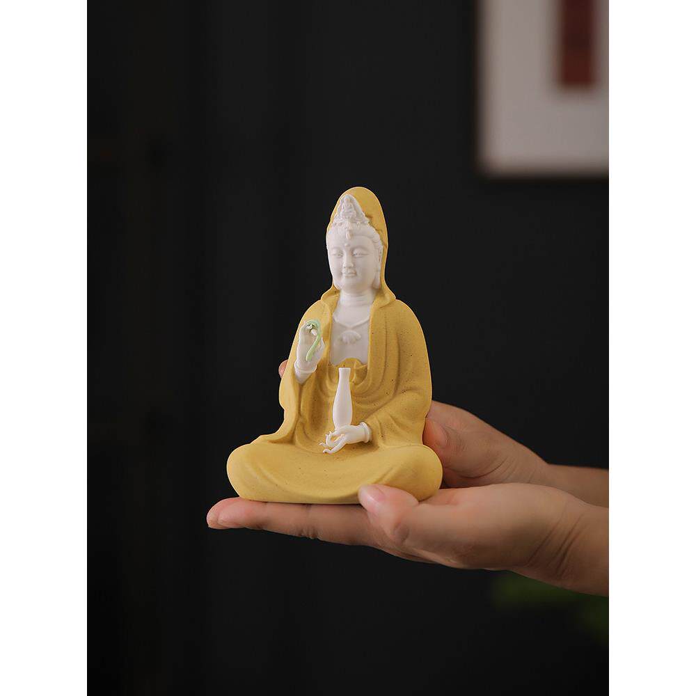 桌面陶瓷南海净瓶观音菩萨摆件家用观世音佛像博古架家居玄关饰品