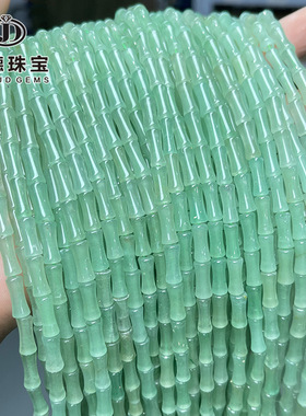 晶德珠宝 5*12mm天然绿东陵玉竹节珠散珠diy饰品配件管珠串珠