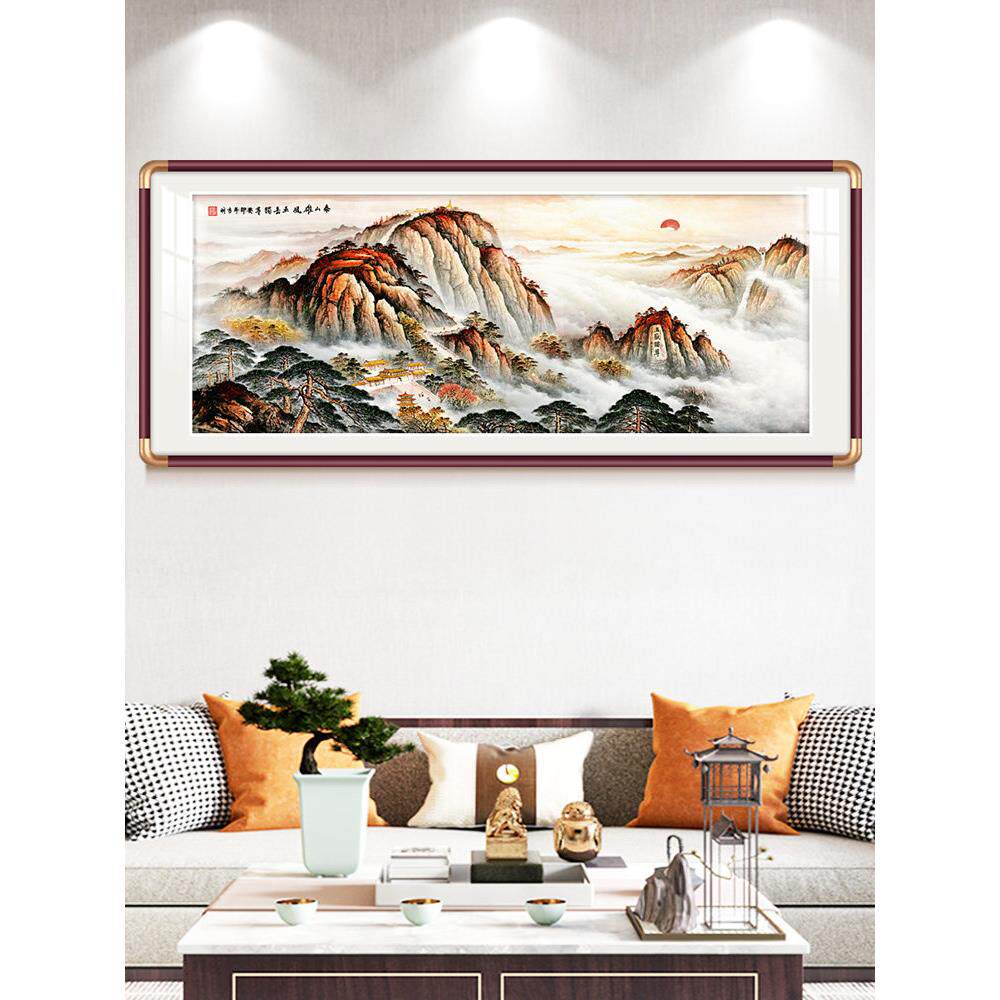 手绘泰山日出山水画五岳单国画办公室带来财富和宝藏背靠客厅装饰