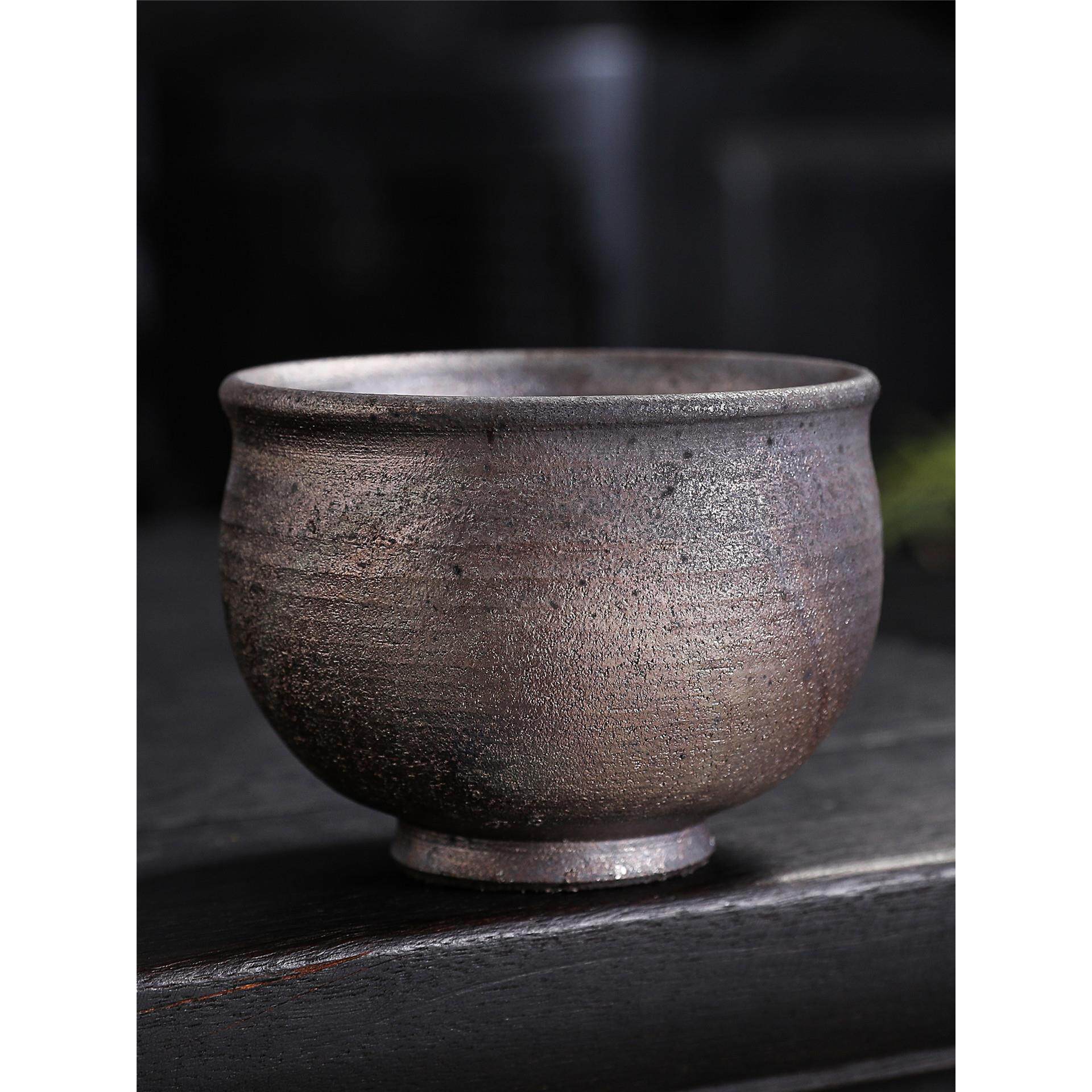 唐流软化水质柴烧养生杯覆古风品茗杯高档泡茶杯纯手工粗陶主人杯