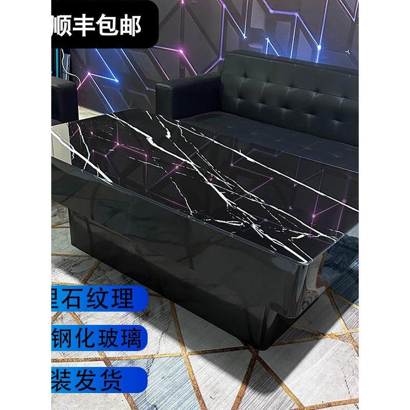 Ktv咖啡桌夜光无障碍豪华简易吧台不锈钢大理石钢化玻璃石板夜光