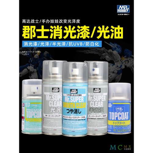 郡士新水性消光保护漆 高达军事手办模型粘土娃娃新消光喷罐 B603