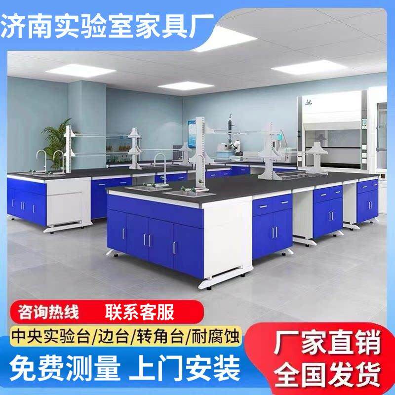 济南实验室工作台全钢实验操作中央台钢木边台PP防腐化学试验桌子