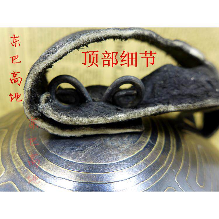 东巴高地 云南丽江纳西东巴文纯铜铃牛角大铃铛精品铃 梦驼铃覆古