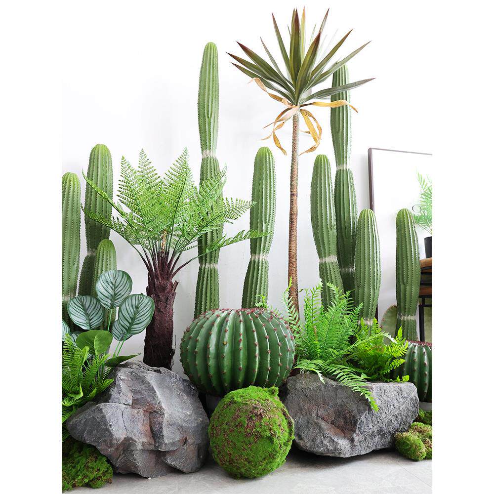 模拟鳞片仙人掌盆栽热带植物风景彷生绿色植物仙人掌地板站立装饰