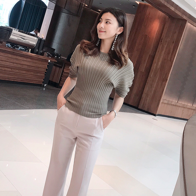 JRSHOP 4.26 兩色曲珠坑條針織衫