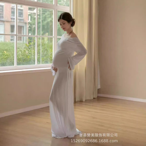 2026新款影楼孕妇拍照服装法式复古连衣裙大肚孕妈咪室内写真摄影