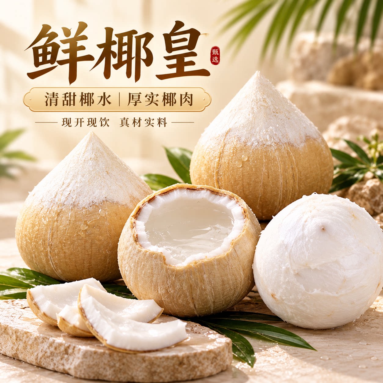 泰国进口鲜椰皇清甜椰水厚实椰肉现开现饮真材实料