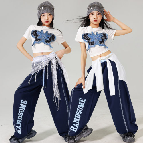 2026新款女童多巴胺爵士舞演出服少儿jazz练功服上衣潮装儿童