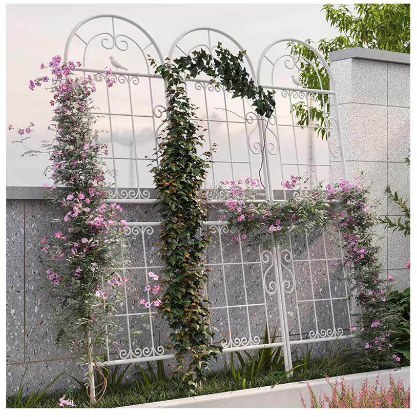 铁线莲爬藤架花园月季花支架绿萝植物攀爬架户外庭院网格铁艺花架