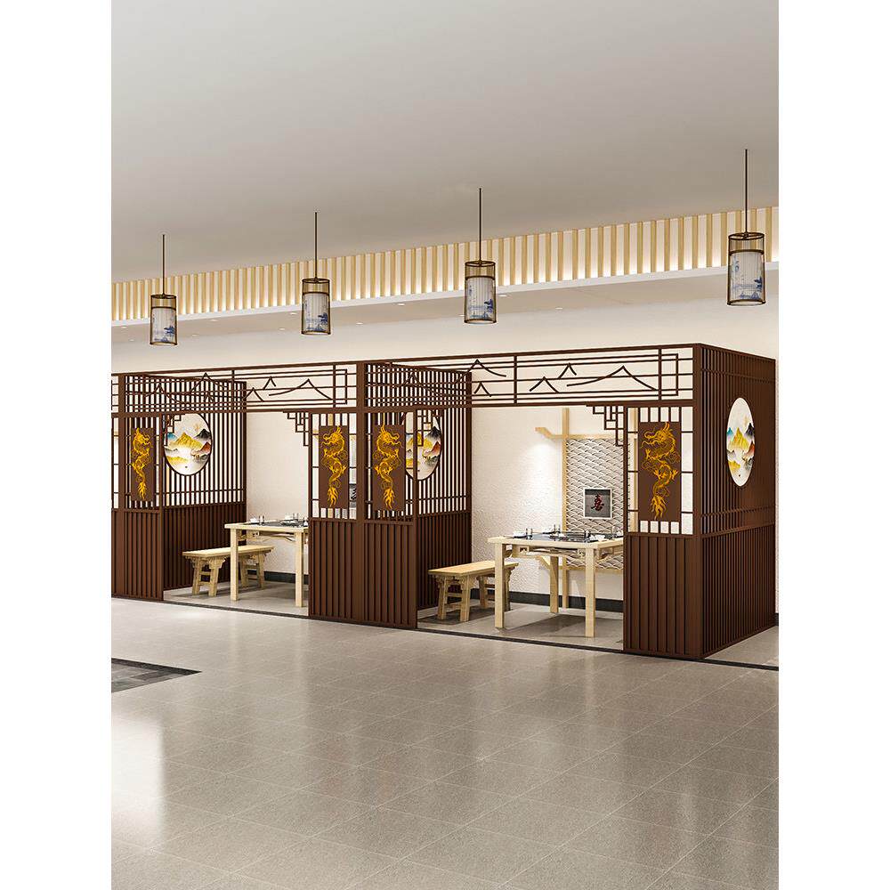 新款龙纹餐厅茶楼屏风包间隔断火锅饭店包间卡座餐厅包厢包房隔断