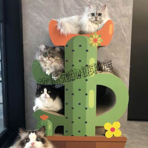 益蔻icle仙人掌猫抓板猫窝猫爬架4层高端BB坑耐抓耐磨多层组合窝