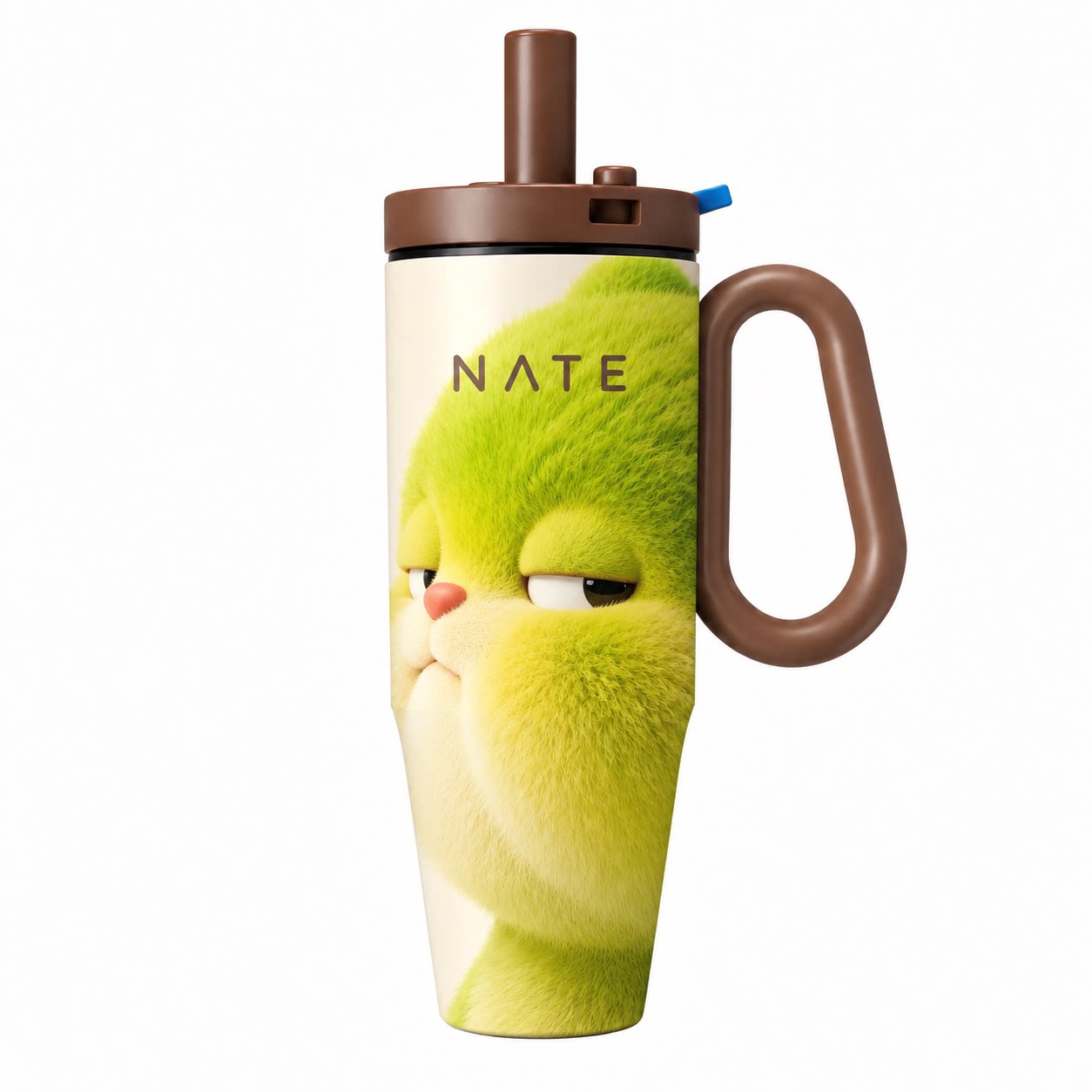 NATE卡通可爱便携吸管保温杯
