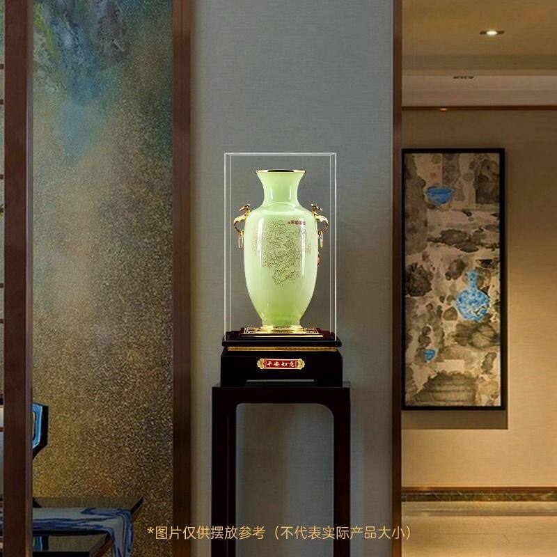 琉璃玉花瓶摆件新中式家居客厅酒柜玄关高端大气装饰乔迁新居礼品