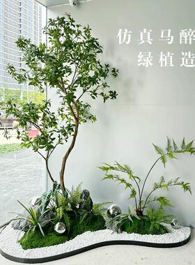 仿真马醉木室内绿植造景橱窗装饰假树仿生植物简约景观茶室摆件