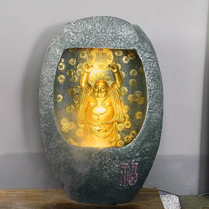 佛像喷泉流水摆件创意禅意客厅店铺水景家居装饰办公室茶室加湿器