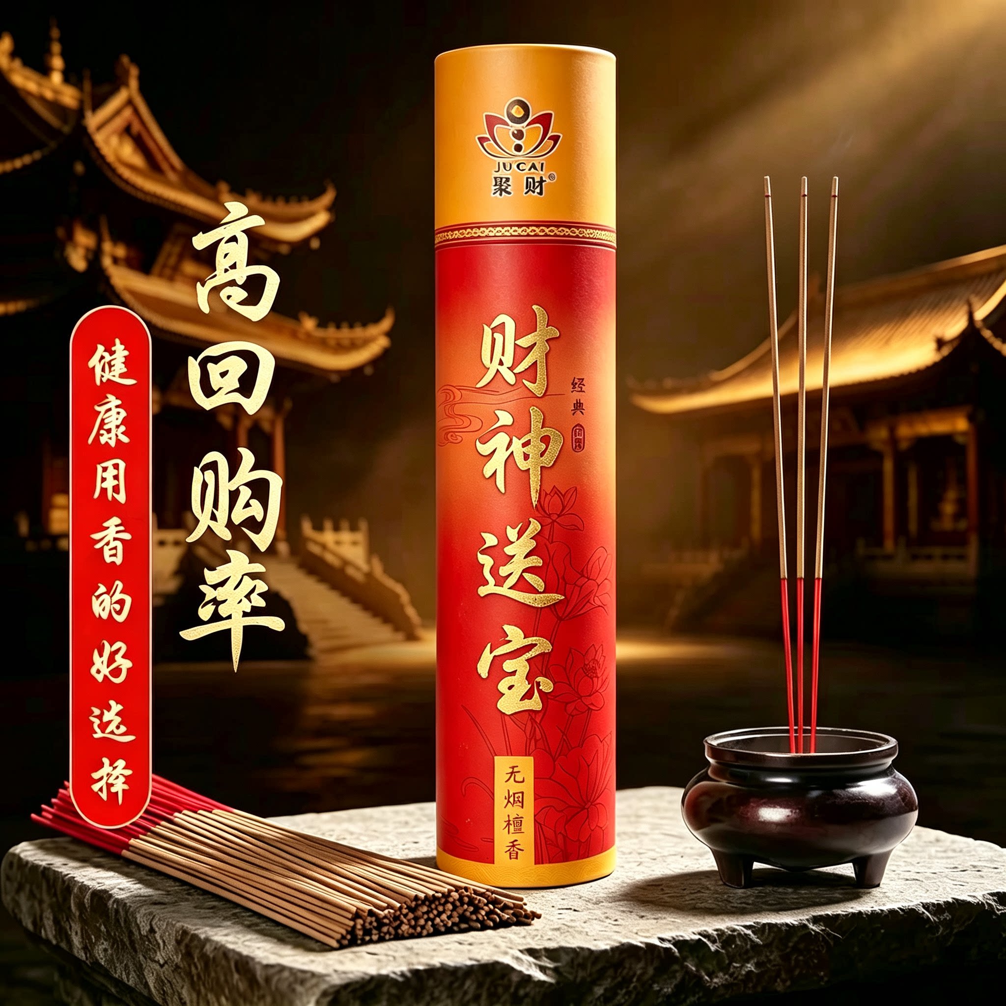 聚财无烟檀香财神观音供佛拜拜香