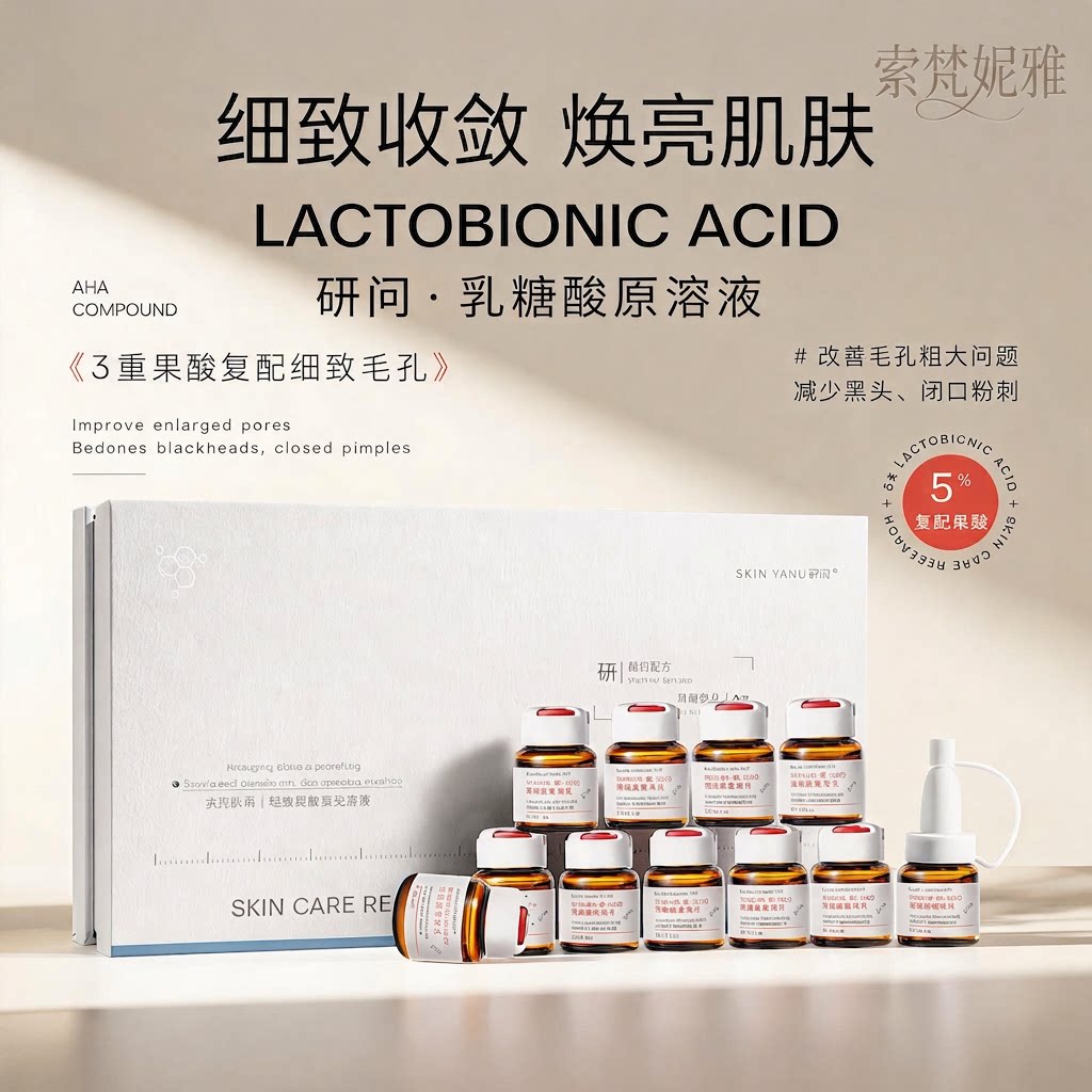 研问乳糖酸安瓶精华去黑头闭口
