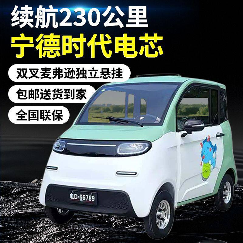 新款电动全封闭四轮车家用女士新能源接送成人孩子小型老年代步车