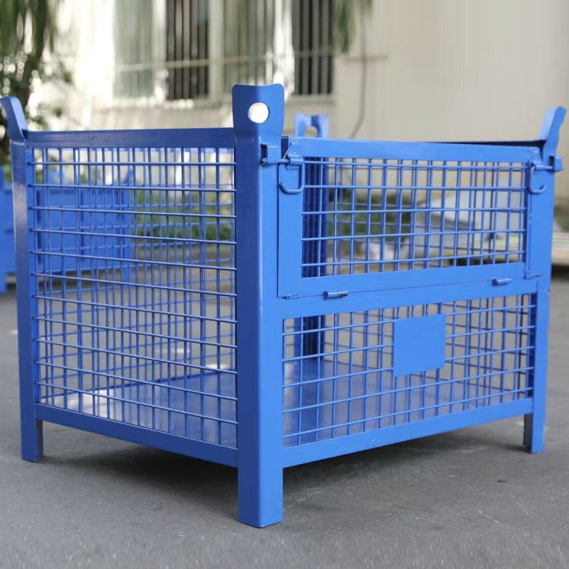 重型铁板箱网格料箱非折叠吊装大铁框仓储铁屑金属物流超强周转箱