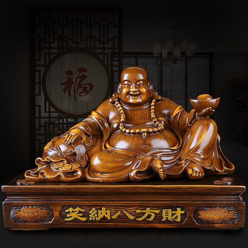 大肚如意赐福佛摆件沙金笑纳八方财佛工艺家居客厅装饰客厅中摆设