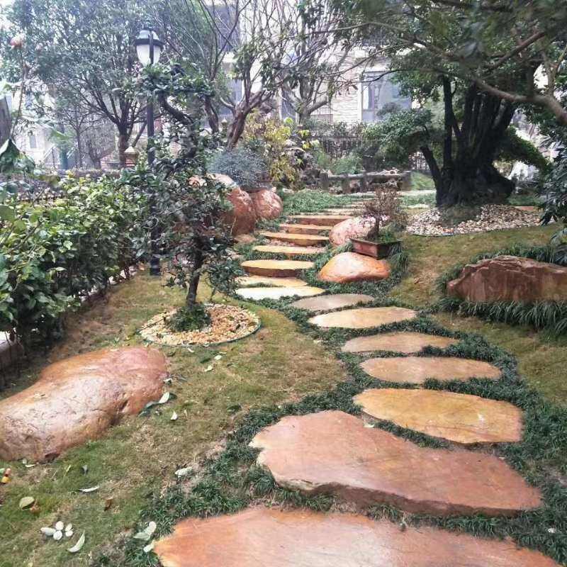 天然黄蜡石台面脚踏石草地汀步石踏步石花园别墅庭院装饰景观造景