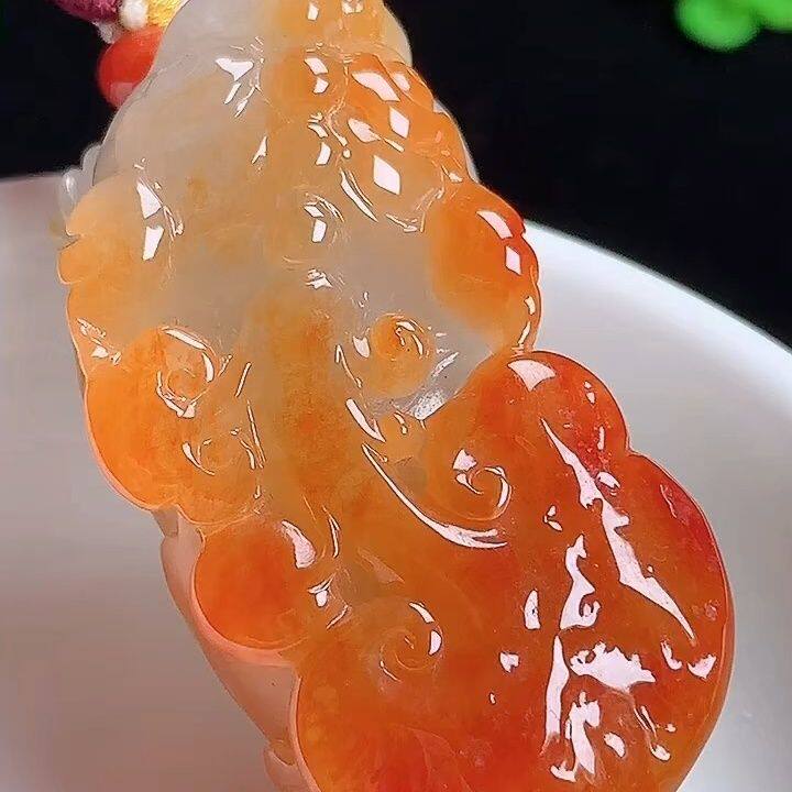 红翡貔貅,缅甸纯天然翡翠A货,冰种精雕玉石挂件尺寸45/24/18