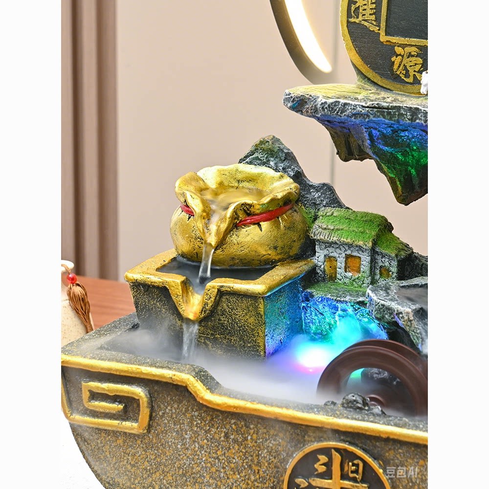 假山乔迁摆放装饰流水生财摆件喷泉中式家居桌面树脂创意开业礼品