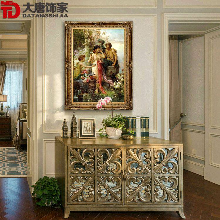 纯手绘宫廷油画欧式客厅装饰画欧式玄关油画古典天使人物油画RW42