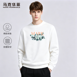 马克华菲重磅圆领卫衣2026新款春秋季百搭潮流印花长袖套头男上衣