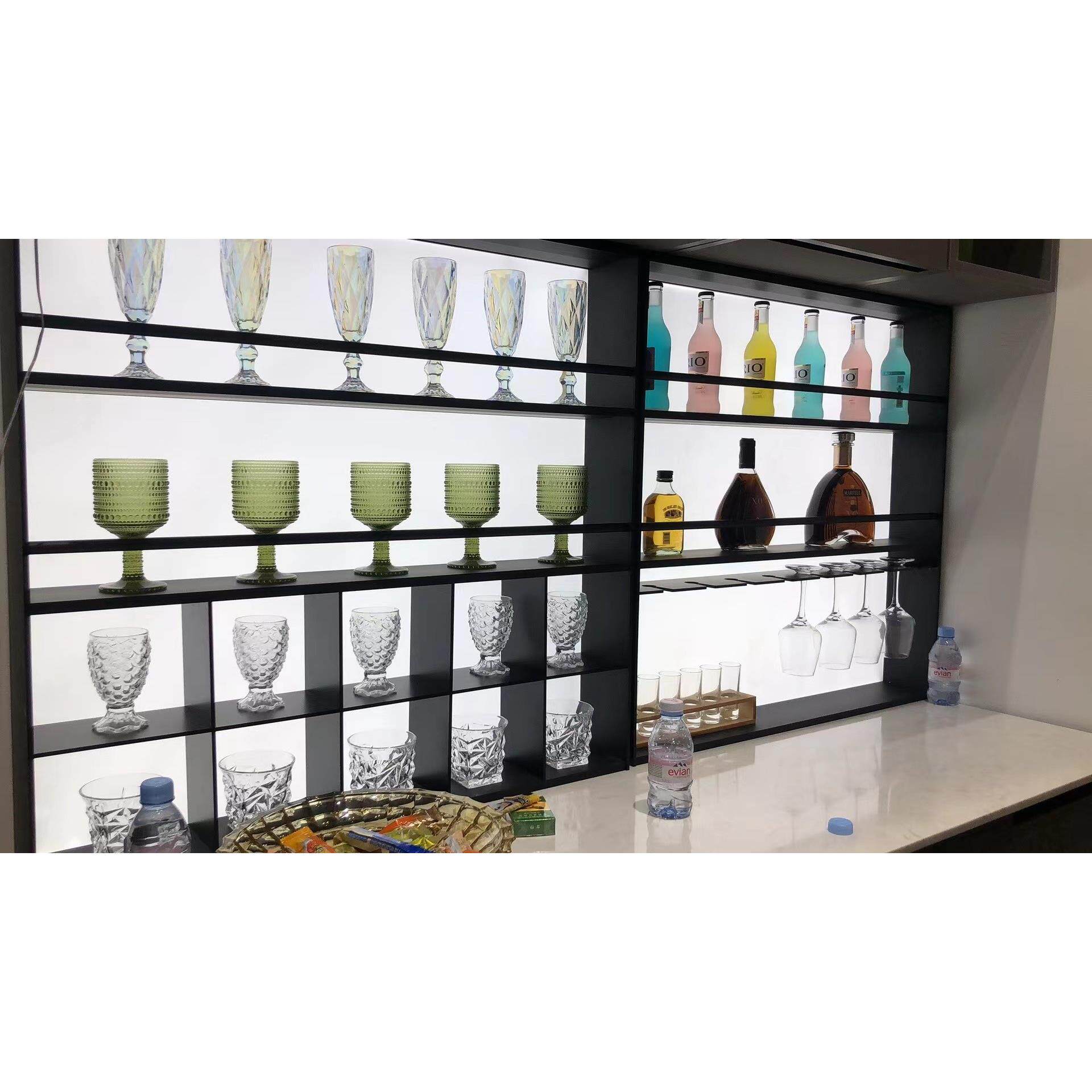 架铝合111金物架发背板收纳架展示柜调味光极简落地台面餐边置柜