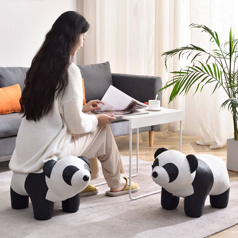 熊猫凳子卡通动物坐凳实木小凳子家用换鞋凳创意儿童矮凳乔迁礼物